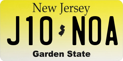 NJ license plate J10NOA