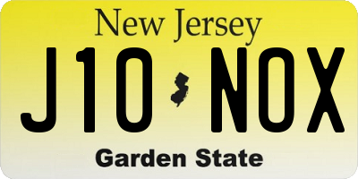 NJ license plate J10NOX