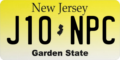 NJ license plate J10NPC
