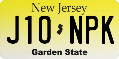 NJ license plate J10NPK