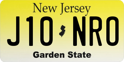NJ license plate J10NRO