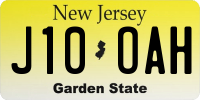 NJ license plate J10OAH