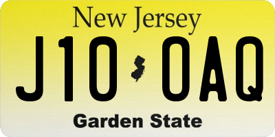 NJ license plate J10OAQ