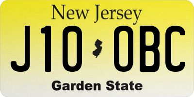 NJ license plate J10OBC