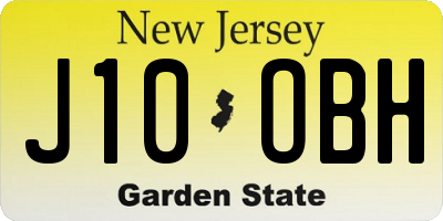 NJ license plate J10OBH