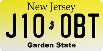 NJ license plate J10OBT