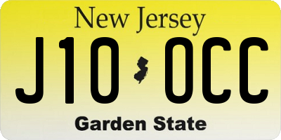 NJ license plate J10OCC