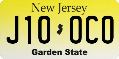 NJ license plate J10OCO