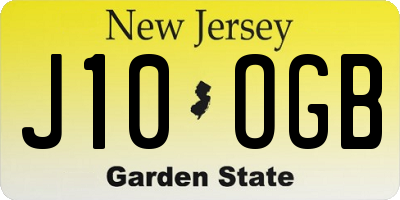 NJ license plate J10OGB