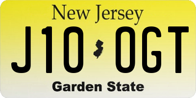 NJ license plate J10OGT