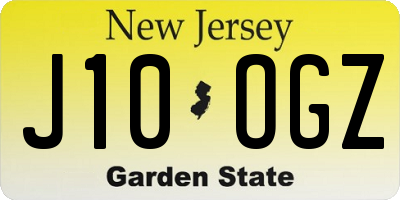 NJ license plate J10OGZ