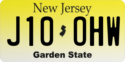 NJ license plate J10OHW