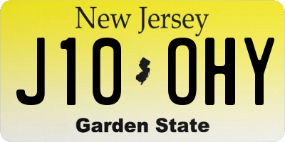 NJ license plate J10OHY