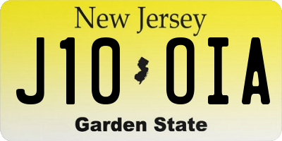 NJ license plate J10OIA