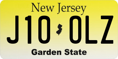 NJ license plate J10OLZ