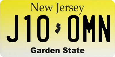 NJ license plate J10OMN