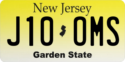 NJ license plate J10OMS