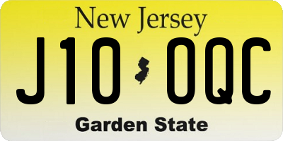 NJ license plate J10OQC