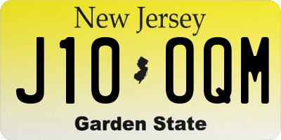 NJ license plate J10OQM