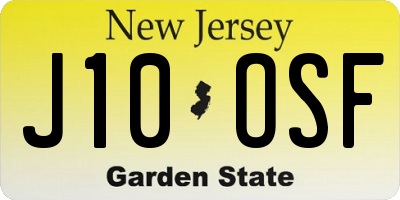 NJ license plate J10OSF