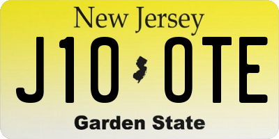 NJ license plate J10OTE
