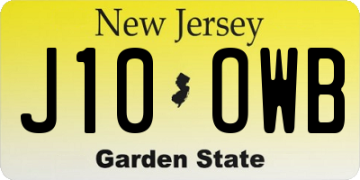 NJ license plate J10OWB