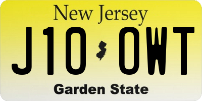 NJ license plate J10OWT