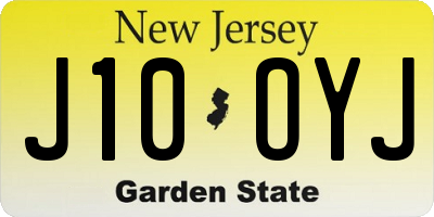 NJ license plate J10OYJ