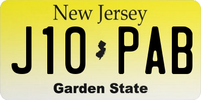 NJ license plate J10PAB