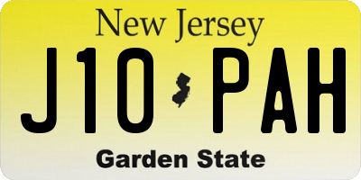 NJ license plate J10PAH