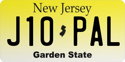 NJ license plate J10PAL