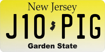 NJ license plate J10PIG