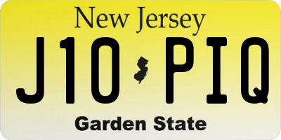 NJ license plate J10PIQ