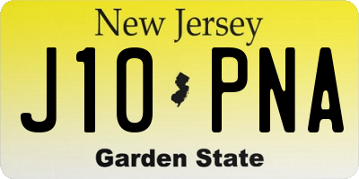 NJ license plate J10PNA