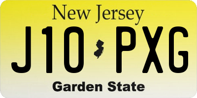 NJ license plate J10PXG