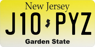 NJ license plate J10PYZ