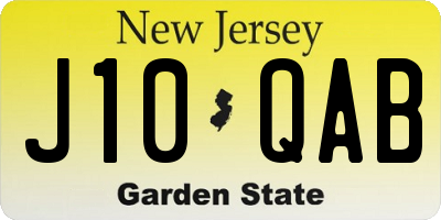 NJ license plate J10QAB