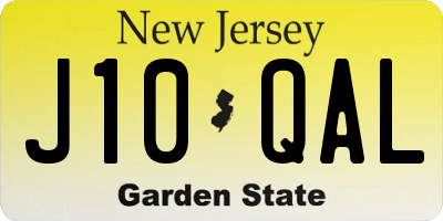 NJ license plate J10QAL