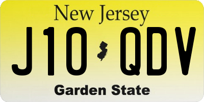 NJ license plate J10QDV