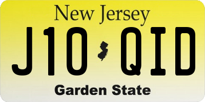 NJ license plate J10QID