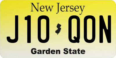 NJ license plate J10QON