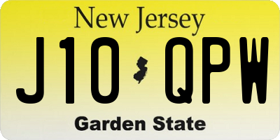NJ license plate J10QPW