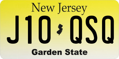 NJ license plate J10QSQ
