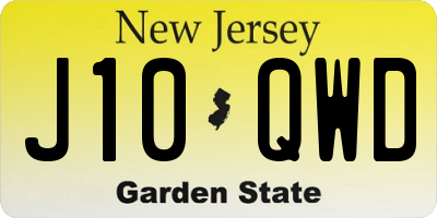 NJ license plate J10QWD