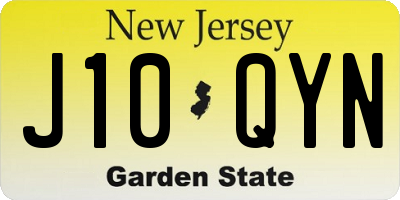 NJ license plate J10QYN