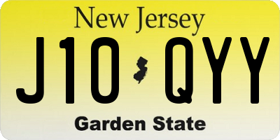 NJ license plate J10QYY