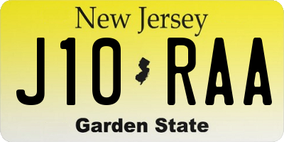 NJ license plate J10RAA