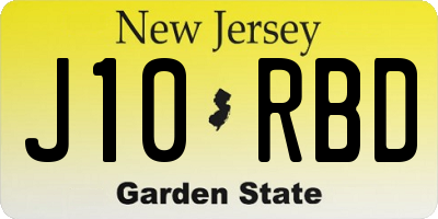 NJ license plate J10RBD