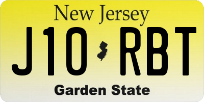 NJ license plate J10RBT