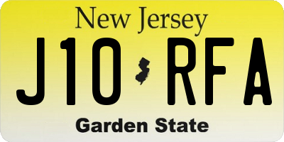 NJ license plate J10RFA